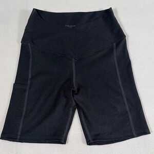 Evolution and Creation Womens Crossover Waist Biker Shorts Black Large Pockets